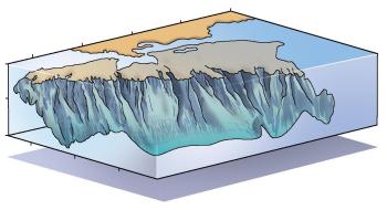 삼차원 해저지형도에 표시한 돈스코이호의 침몰 위치